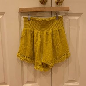 Yellow f21 palazzo style beach shorts